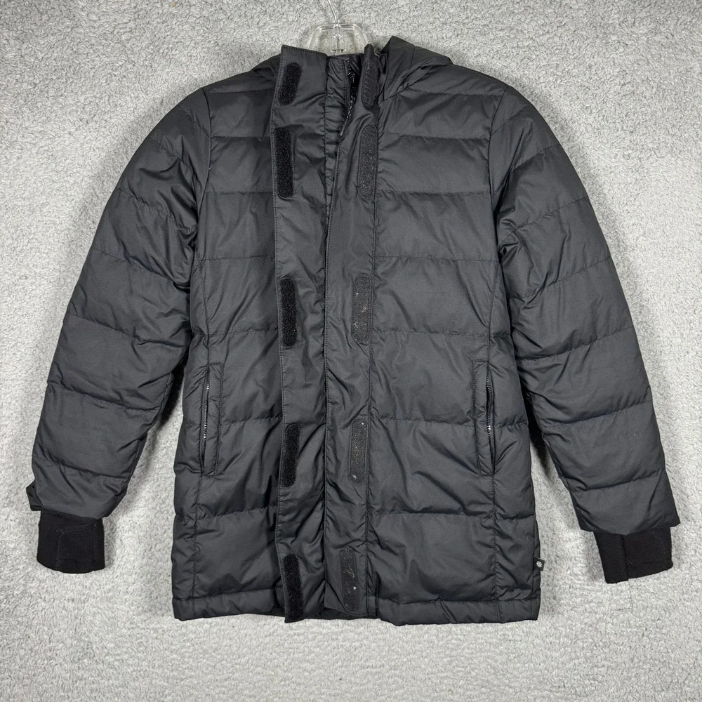 Athleta Girl Black Snow Day Down Jacket Hooded Puffer Fleece Lined Kids M 8-10